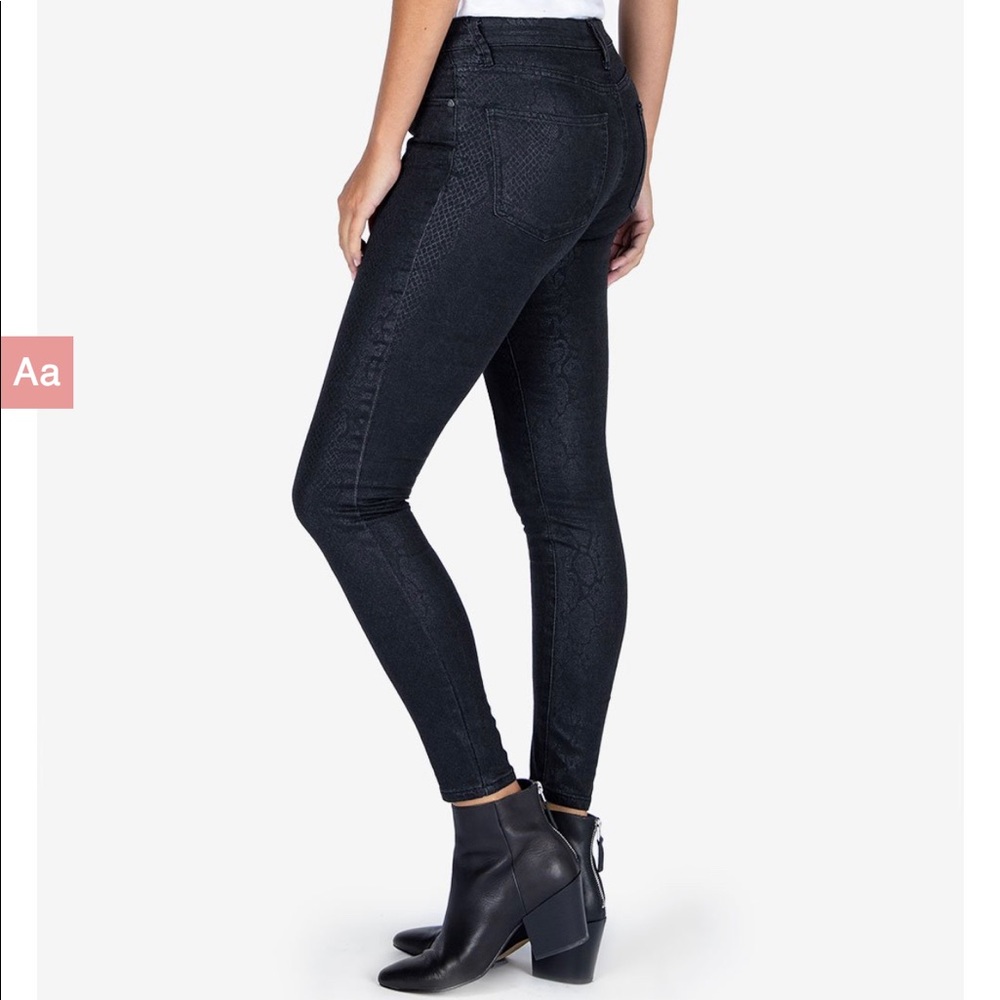 Kut from the Kloth Black Snake-Embossed Ankle Skinny Jeans
